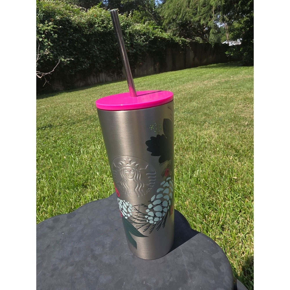 Starbucks 2021 Holiday Pinecone Stainless Steel Tumbler 16oz Pink Lid